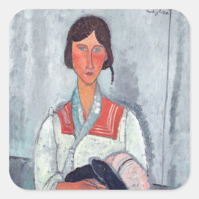 Sticker Carré Amedeo Modigliani - Femme tzigane avec bébé (Devant)