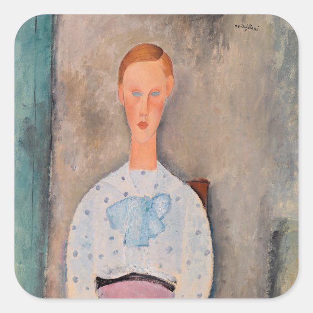 Sticker Carré Amedeo Modigliani - Une fille avec une blouse Polk (Devant)