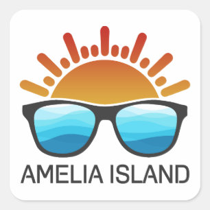 Sticker Carré Amelia Island Florida Lunettes de soleil