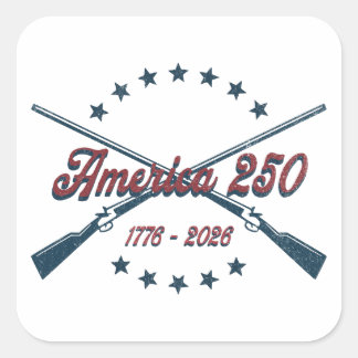 Sticker Carré America 250 Crossed Rifles Patriotic 1776-2026