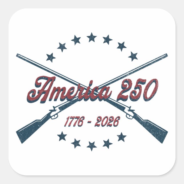 Sticker Carré America 250 Crossed Rifles Patriotic 1776-2026 (Devant)