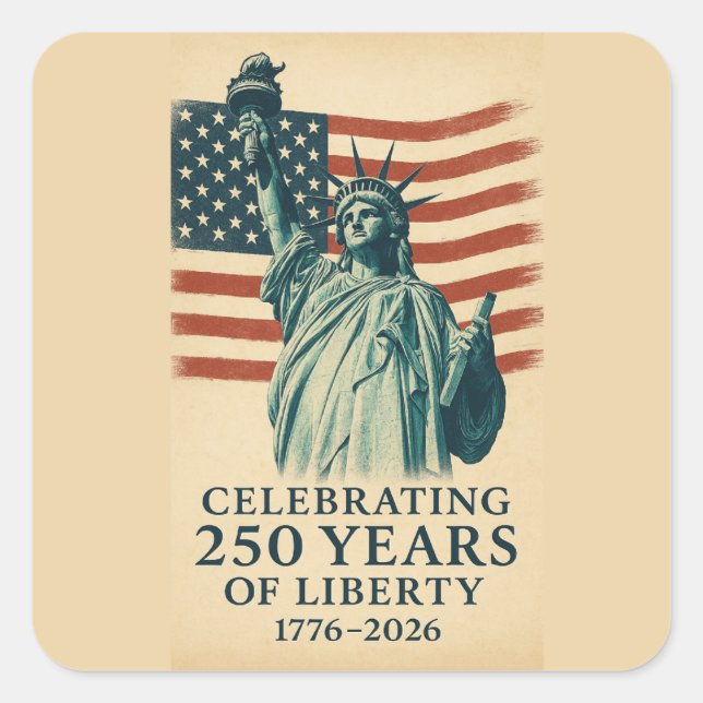 Sticker Carré America 250 Years Liberty Patriotic Celebration (Devant)