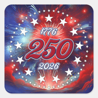 Sticker Carré America’s 250th Birthday Graphic Fireworks Clouds