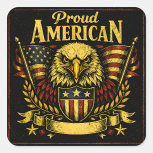 Sticker Carré Américain fier – Fierté patriotique sans excuses