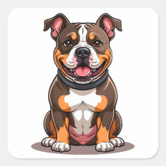 Sticker Carré American Bully Style de chiot mignon