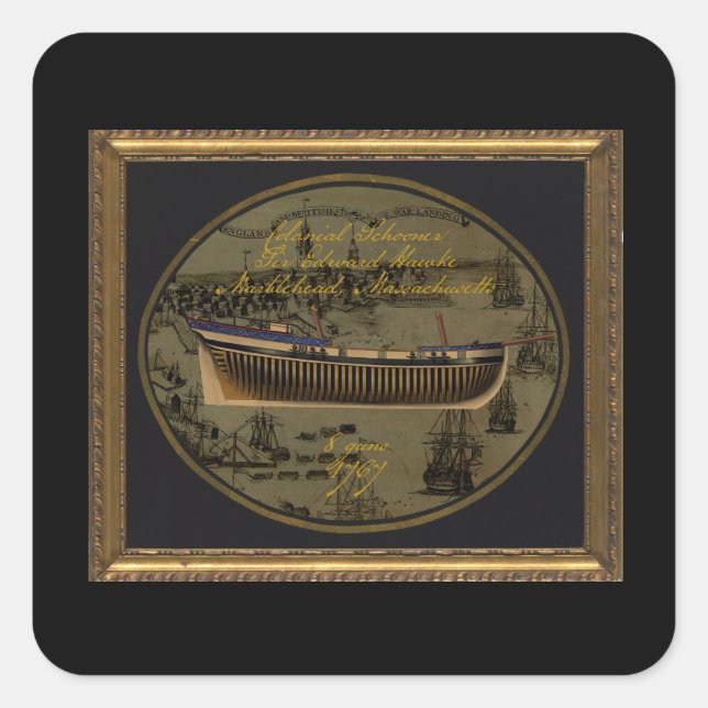 Sticker Carré American Colonial Schooner Sir Edward Hawke (Devant)