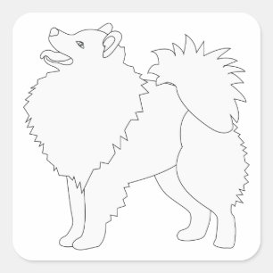 Sticker Carré American Eskimo Chien prêt à la conception couleur