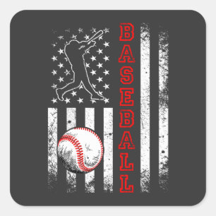 Sticker Carré American Flag Baseball Team Vintage Funny