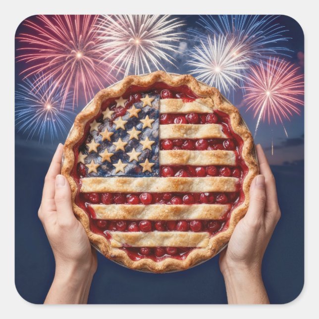 Sticker Carré American Flag Crust on a Cherry Pie (Devant)