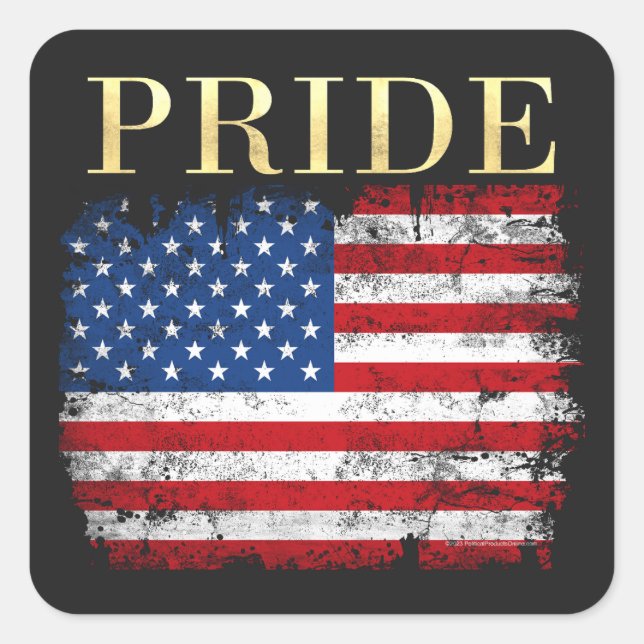 Sticker Carré American Flag USA Patriotic Pride Drapeau 4 juille (Devant)