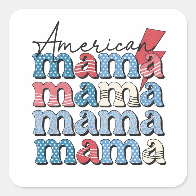 Sticker Carré American Mama (Devant)