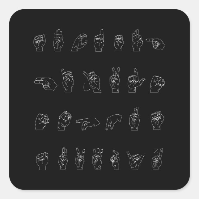 Sticker Carré American Sign Language ASL Alphabet Cadeau (Devant)