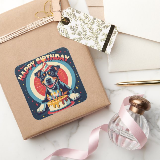 Sticker Carré American Staffordshire Chien coloré (Cadeaux)