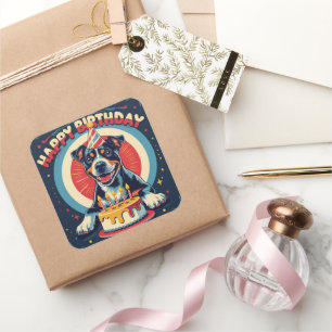 Sticker Carré American Staffordshire Chien coloré