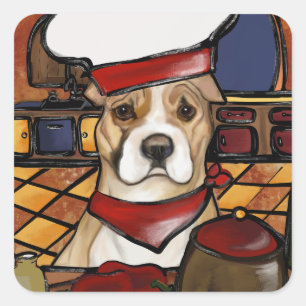 STICKER CARRÉ AMERICAN STAFFORDSHIRE TERRIER