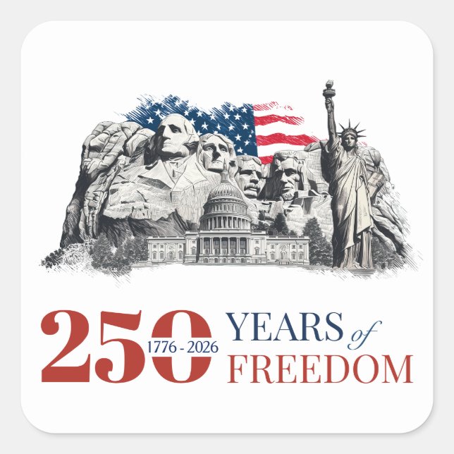 Sticker Carré America's Semiquincentennial 250 Years of Freedom (Devant)