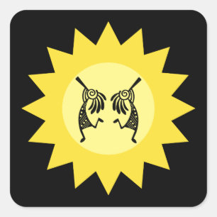 Sticker Carré Amérindien Kokopelli Sun Southwestern
