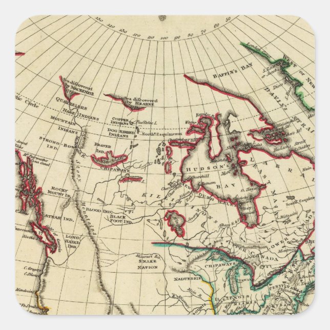 Sticker Carré Amérique du Nord avec limites définies (Devant)