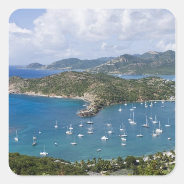 Sticker Carré Amérique du Nord, Caraïbes, Antigua. anglais (Devant)