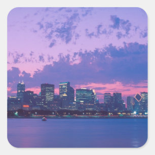 Sticker Carré Amérique du Nord, États-Unis, IL. Horizon de Chica