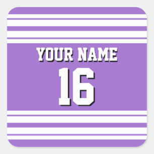Sticker Carré Amethyst Purple Wht Team Jersey Numéro personnalis