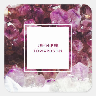 Sticker Carré Améthyste mauve cristal professionnel