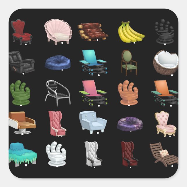 Sticker Carré Ameublement Glitch Collection Fauteuils (Devant)