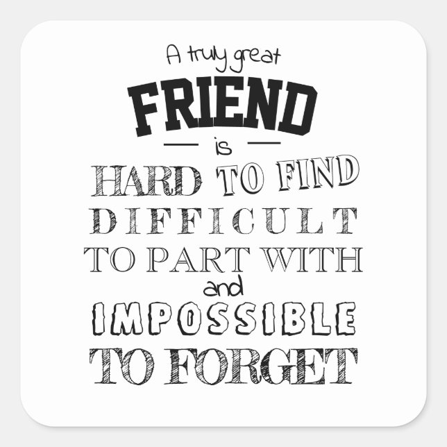 Sticker Carré Ami Appréciation Merci Cadeau de  bff (Devant)