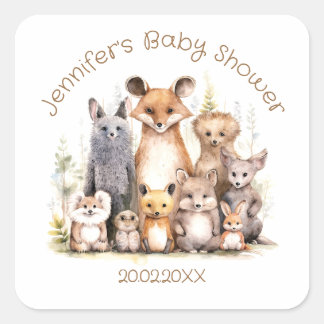 Sticker Carré Amis de la forêt | Animaux mignons | BABY SHOWER