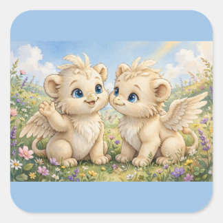 Sticker Carré Amis Griffin Douillet – Fantaisie Aquarelle Mignon
