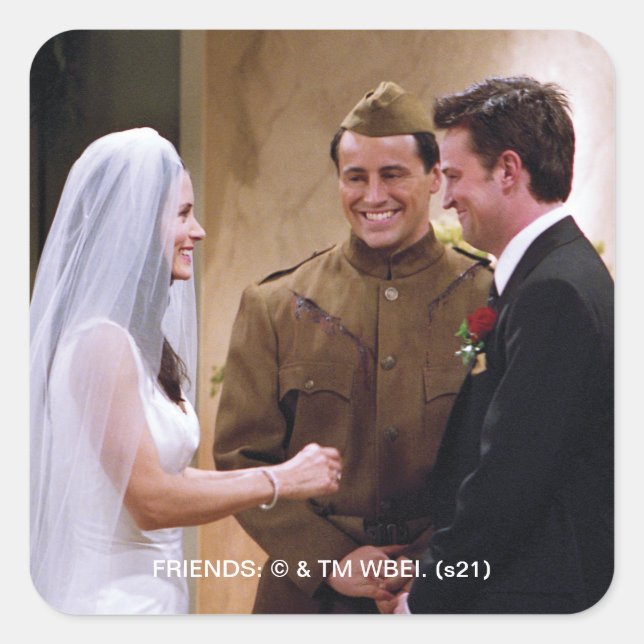 Sticker Carré AMIS™ | Joey Marries Monica & Chandler (Devant)
