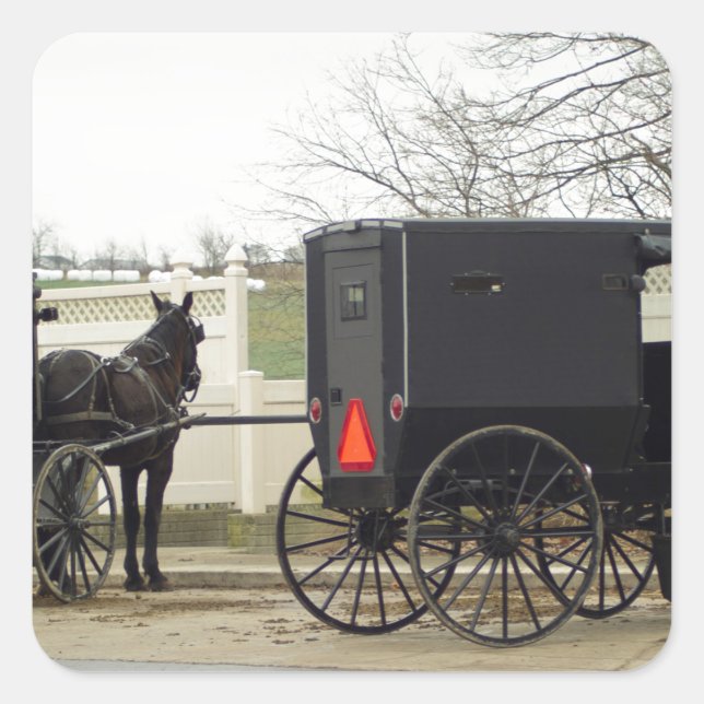 Sticker Carré Amish Buggy "Parking Lot" (Devant)