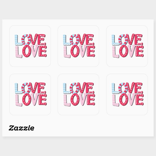 Sticker Carré Amour (Feuille)