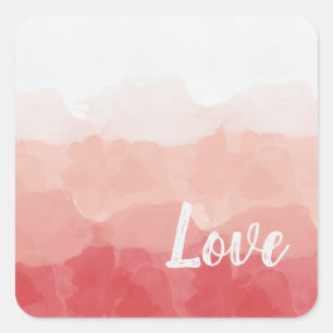 Sticker Carré Amour à l'aquarelle rose