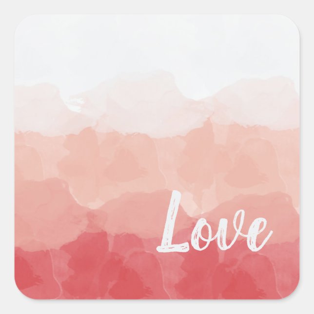 Sticker Carré Amour à l'aquarelle rose (Devant)