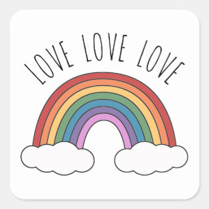 Sticker Carré Amour Arc-en-ciel Amour Amour