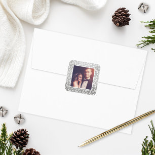 Sticker Carré Amour Argenté Moderne en Écriture Script pour Phot