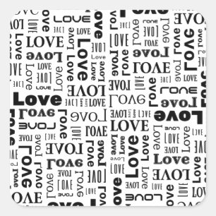 Sticker Carré Amour avec des lettres noires et fond blanc