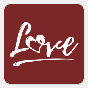STICKER CARRÉ AMOUR AVEC LE COEUR CUT VALENTINES CADEAU