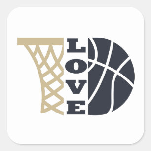 Sticker Carré amour basket-ball et balle bleue
