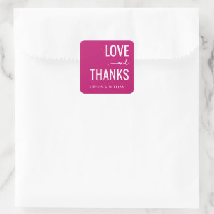 Sticker Carré Amour Chaud Magenta Remerciements