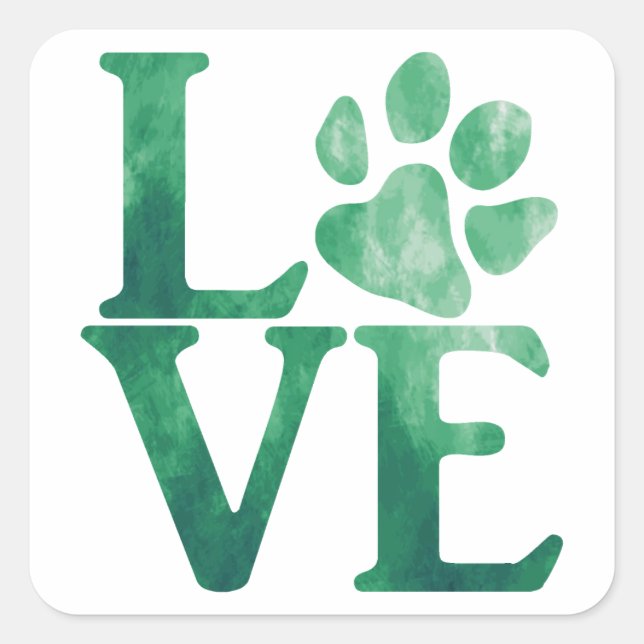 Sticker Carré Amour Classique Vert (Devant)