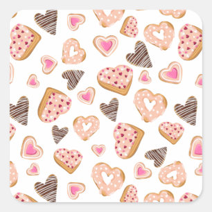 Sticker Carré Amour coeur beignets pâtisserie rose valentine