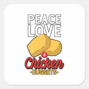 Sticker Carré Amour De La Paix Et Nuggets De Poulet Frigés Amou