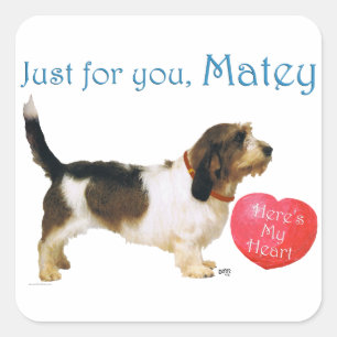 Sticker Carré Amour de Petit Basset Griffon Vendéen