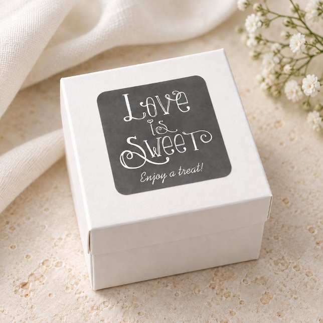 Sticker Carré Amour de script rustique est doux Tableau noir (Créateur téléchargé)