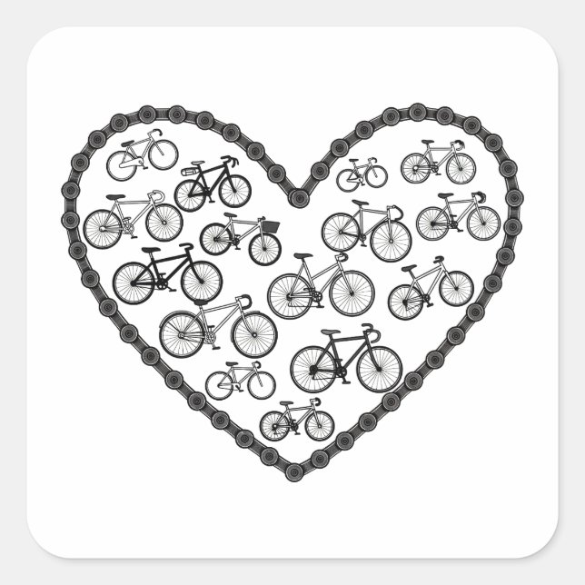 Sticker Carré Amour de vélo (Devant)