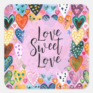 Sticker Carré Amour Douce Amour Saint Valentin Cœurs Couleur Viv