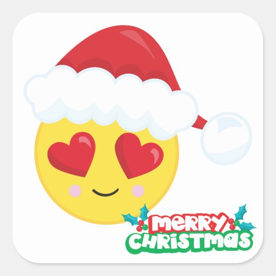 Sticker Carre Amour Emoji De Joyeux Noel Zazzle Fr