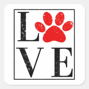 STICKER CARRÉ AMOUR EMPRUNTE D'ANIMAL CHIEN PROPRIÉTAIRE AMATEUR